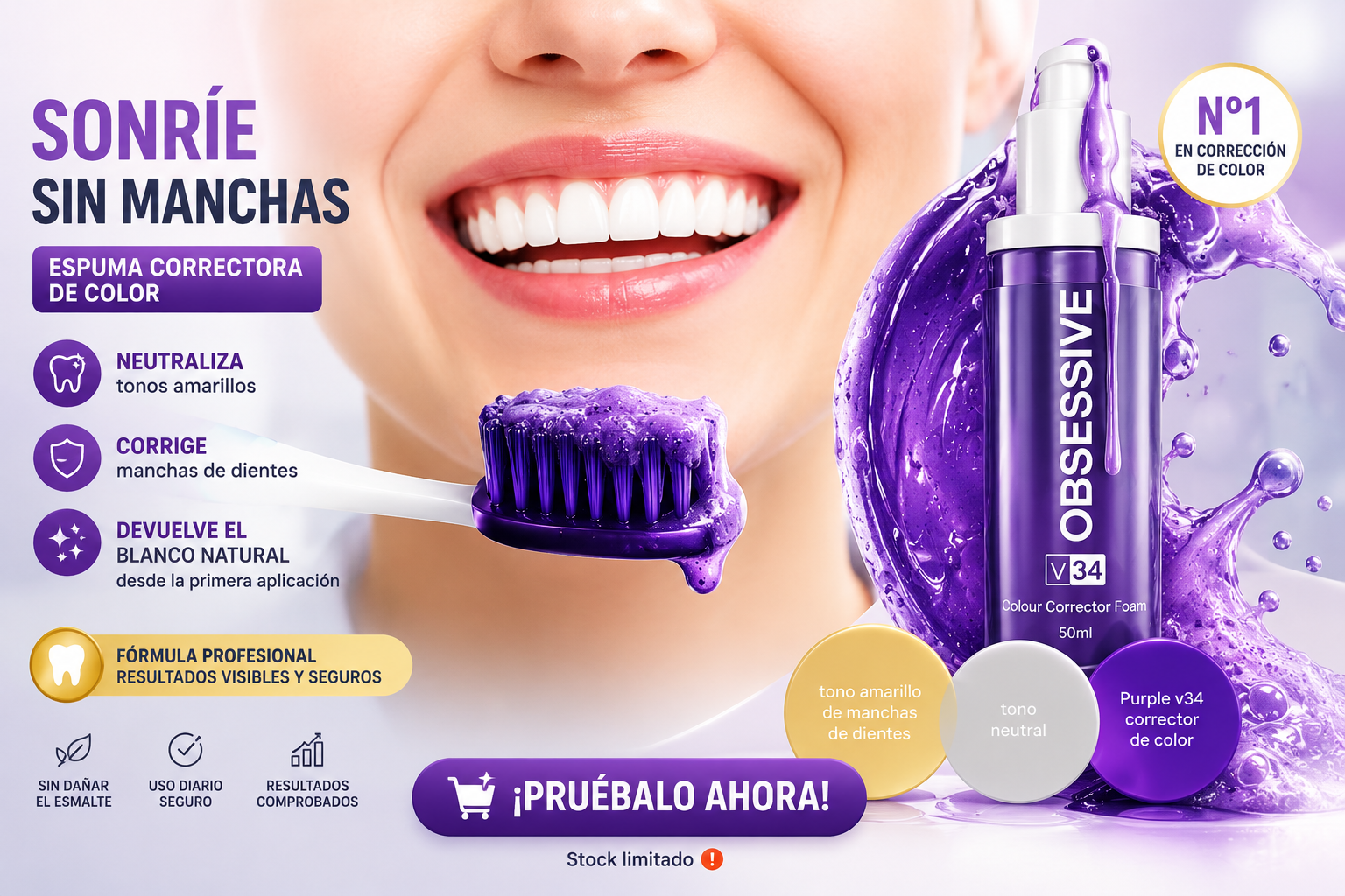 Sonrisa Radiante en 15 Segundos - Espuma Blanqueadora V34